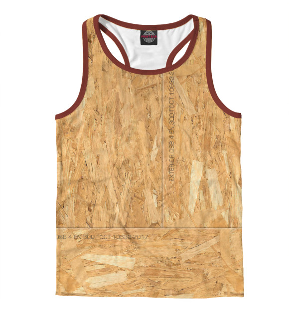 Мужская майка-борцовка с изображением OSB-панель цвета Белый