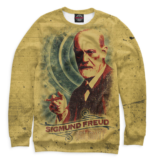 Мужской свитшот с изображением Зигмунд Фрейд цвета Белый