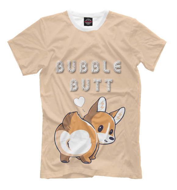 Футболка для мальчиков с изображением Bubble butt цвета Бежевый