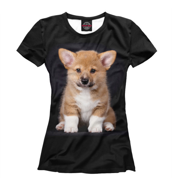 Футболка для девочек с притом Щенок вельш корги пемброк цвета Белый Футболка для девочек с изображением Щенок вельш корги пемброк цвета Белый