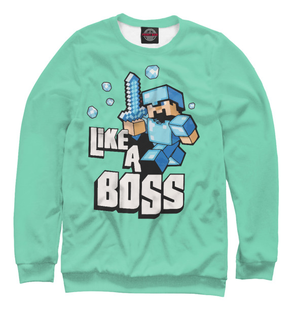 Свитшот для мальчиков с изображением Like a Boss Minecraft цвета Белый