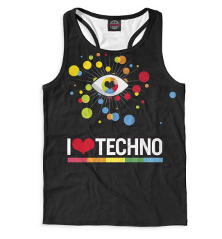 Мужская майка-борцовка I Love Techno