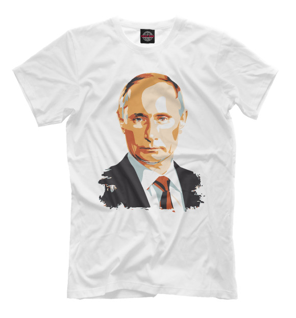 Мужская футболка с изображением Владимир Путин цвета Белый