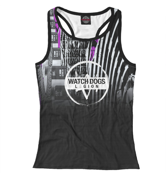 Женская майка-борцовка с притом Watch Dogs цвета Белый Женская майка-борцовка с изображением Watch Dogs цвета Белый