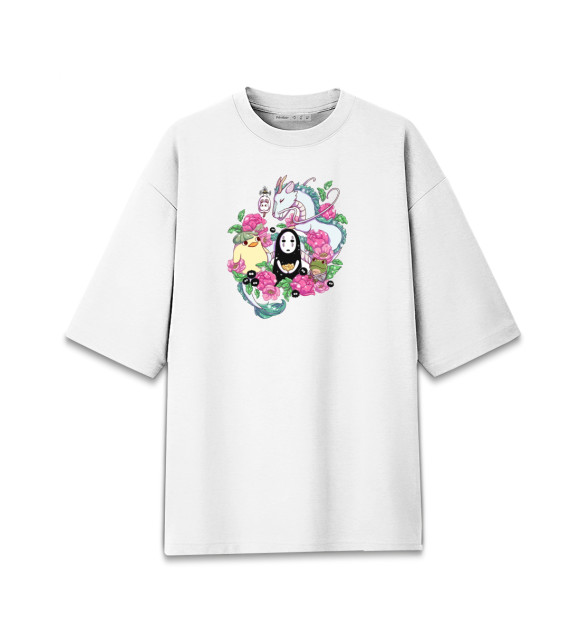 Женская футболка оверсайз с изображением Хаяо Миядзаки цвета Белый