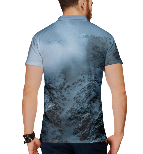 Мужское поло с притом Снежные горы цвета Белый Мужское поло с изображением Снежные горы цвета Белый