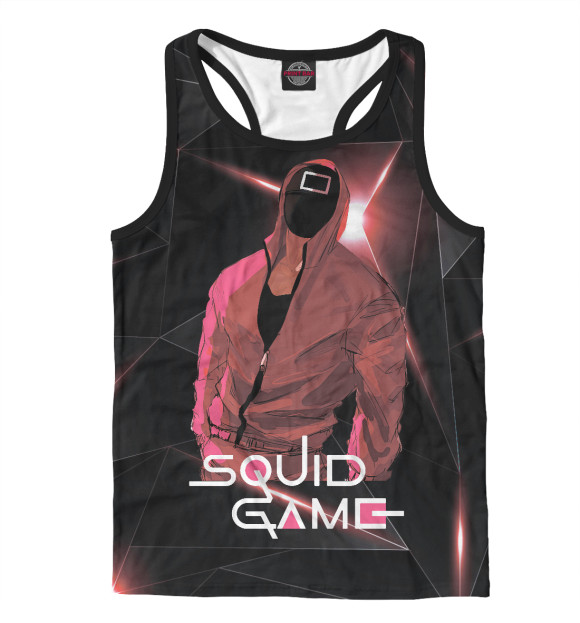 Мужская майка-борцовка с изображением Игра в кальмара цвета Белый