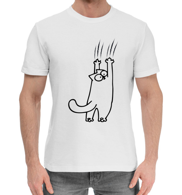 Мужская хлопковая футболка с изображением Кот Саймона цвета Белый