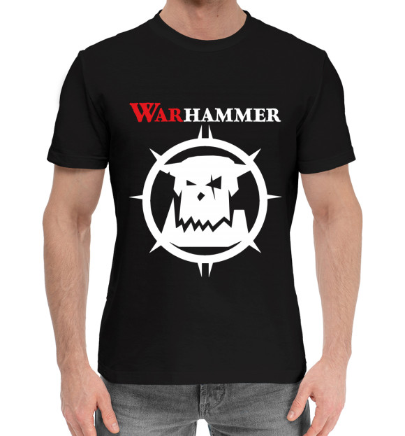 Мужская хлопковая футболка с изображением Warhammer цвета Черный