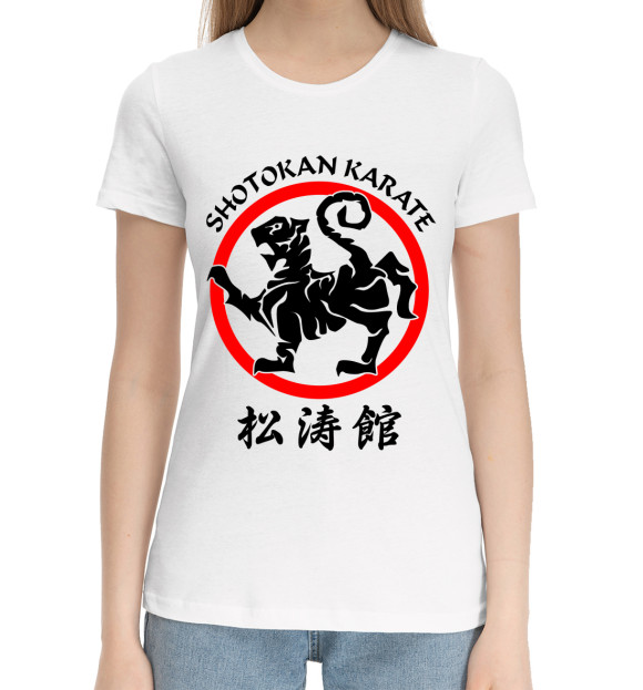 Женская хлопковая футболка с изображением Shotokan Karate цвета Белый