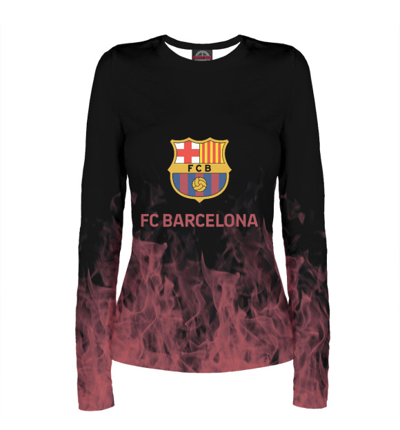 Женский лонгслив с изображением Barcelona цвета Белый