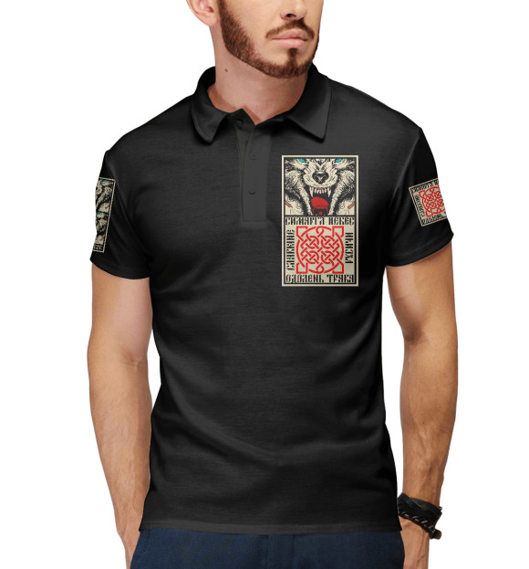 Мужское поло с изображением Симаргл цвета Белый