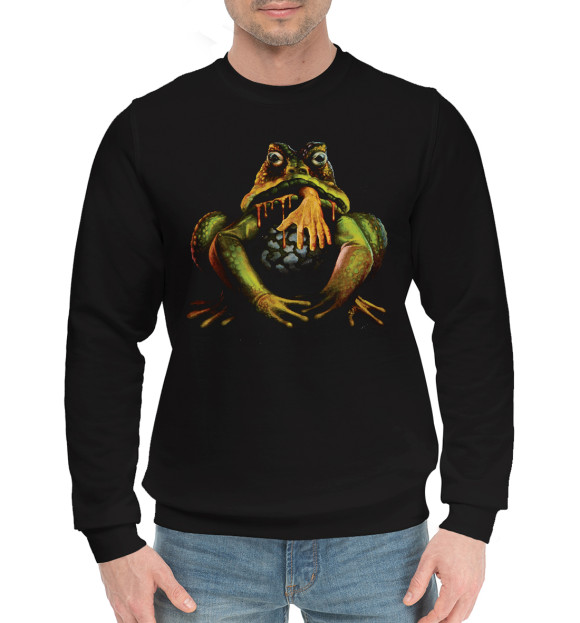 Мужской хлопковый свитшот с изображением Лягуха цвета Черный