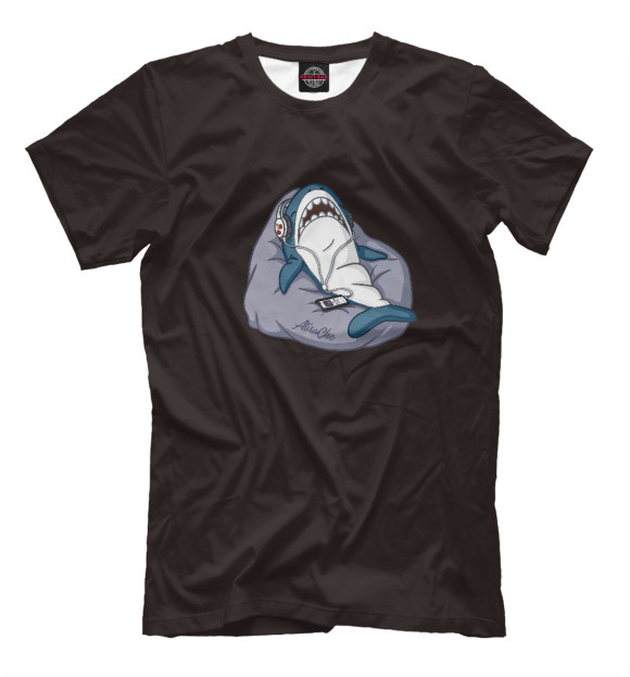 Мужская футболка с изображением Акула серая цвета Белый