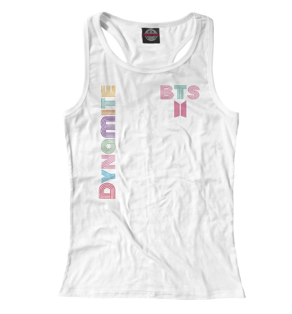 Женская майка-борцовка с изображением Dynamite, BTS, БТС, Динамит цвета Белый