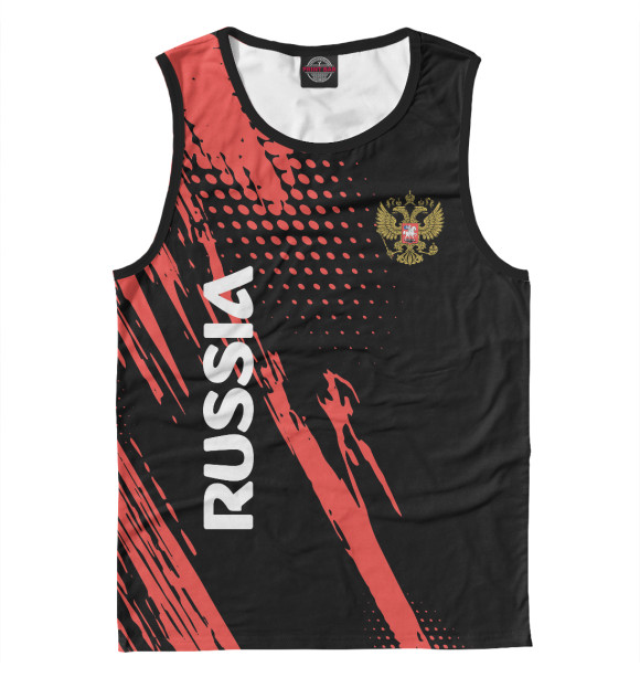 Мужская майка с изображением RUSSIA цвета Белый