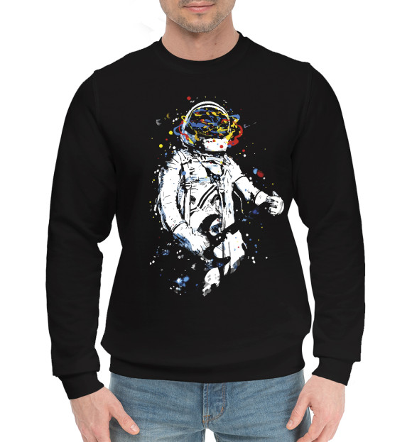 Мужской хлопковый свитшот с изображением Space rock цвета Черный