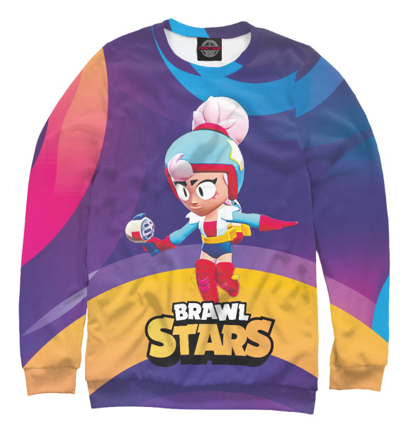 Мужской свитшот с изображением Джанет Janet BrawlStars цвета Белый