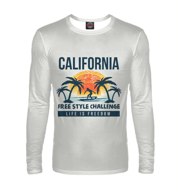 Мужской лонгслив с изображением California цвета Белый