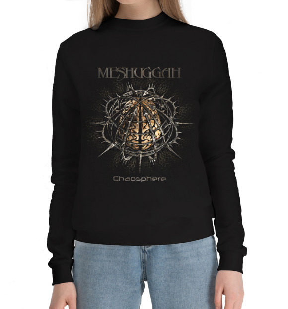 Женский хлопковый свитшот с изображением Meshuggah цвета Черный