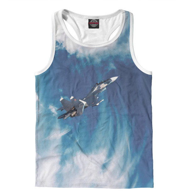 Мужская майка-борцовка с изображением Су-30 цвета Белый