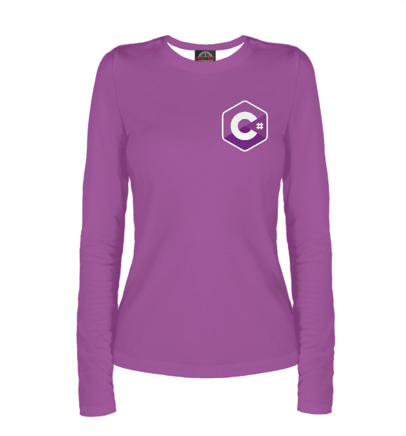 Женский лонгслив с изображением C Sharp Logo цвета Белый