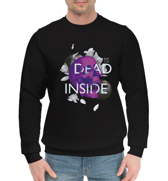 Мужской хлопковый свитшот с изображением Dead Inside цвета Черный