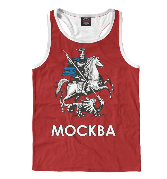 Мужская майка-борцовка с притом Москва цвета Белый Мужская майка-борцовка с изображением Москва цвета Белый
