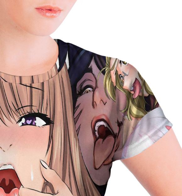 Женская футболка с изображением Ahegao | Ахэгао цвета Белый