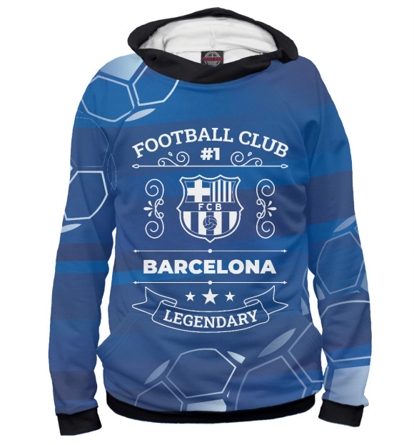 Мужское худи с изображением Barcelona FC #1 цвета Белый