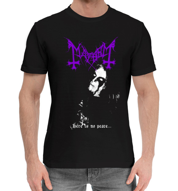 Мужская хлопковая футболка с изображением Mayhem цвета Черный