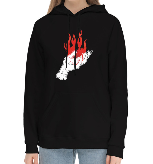 Женский хлопковый худи с притом Прометей цвета Черный Женский хлопковый худи с изображением Прометей цвета Черный