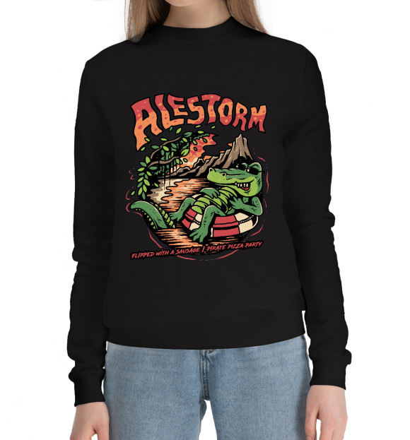 Женский хлопковый свитшот с изображением Alestorm цвета Черный