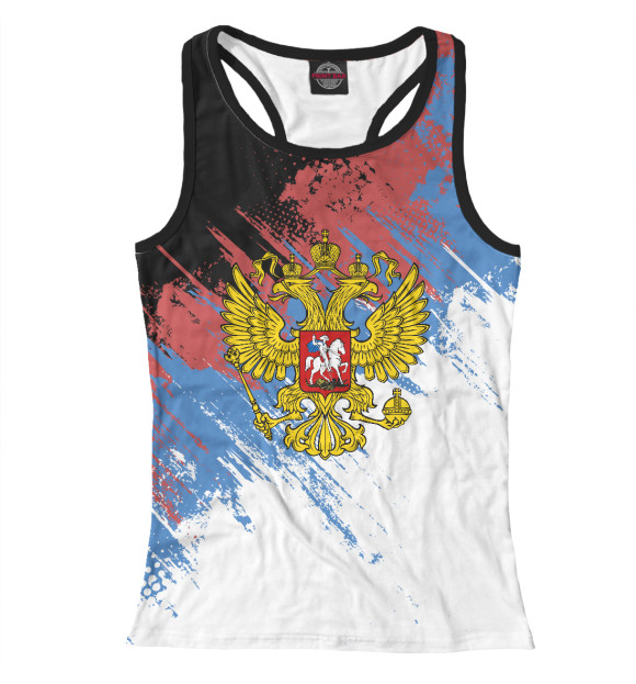 Женская майка-борцовка с изображением Герб России цвета Белый