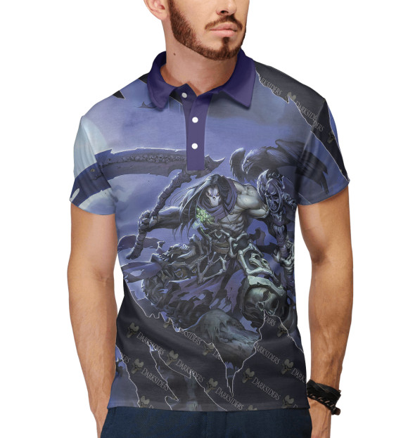 Мужское поло с изображением Dark цвета Белый