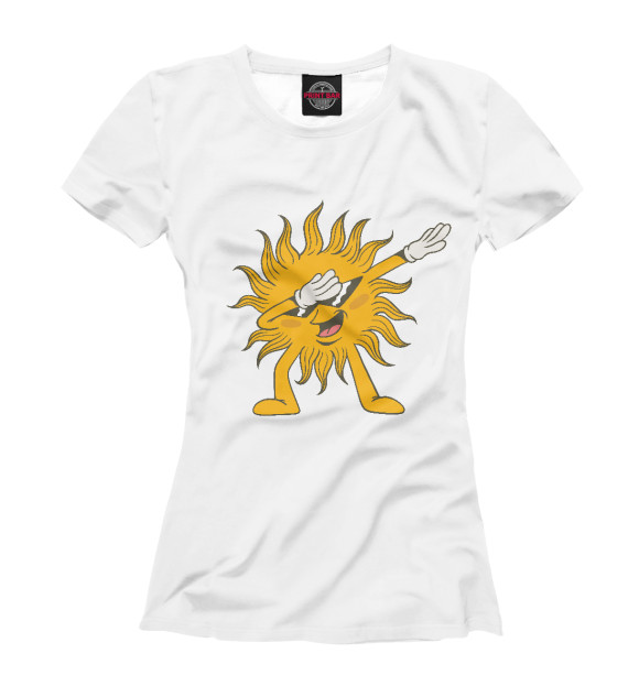 Футболка для девочек с изображением Dabbing sun цвета Белый