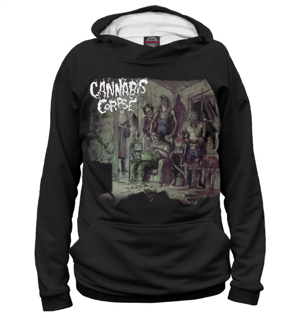 Мужское худи с изображением Cannabis corpse цвета Белый
