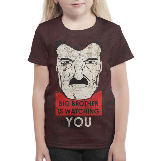 Футболка для девочек с изображением Big brother is watching you цвета Белый