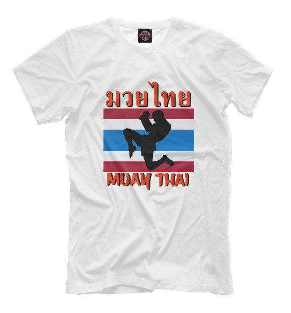 Мужская футболка с изображением Muay Thai флаг цвета Белый