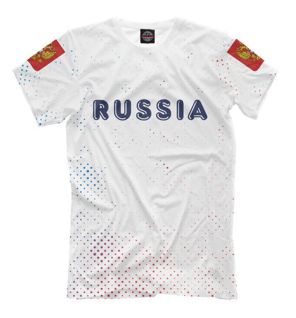 Мужская футболка с изображением Россия - Герб цвета Белый