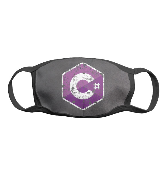 Маска тканевая с изображением C Sharp Grunge Logo цвета Белый