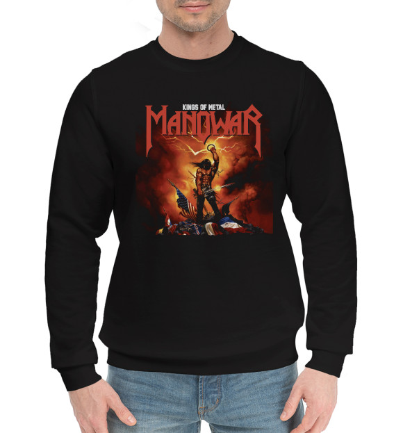 Мужской хлопковый свитшот с изображением Manowar цвета Черный