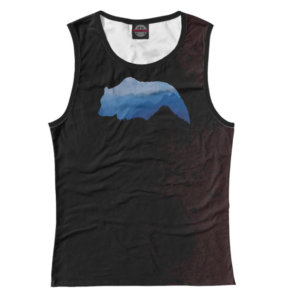 Майка для девочки с притом National Park bear цвета Белый Майка для девочки с изображением National Park bear цвета Белый