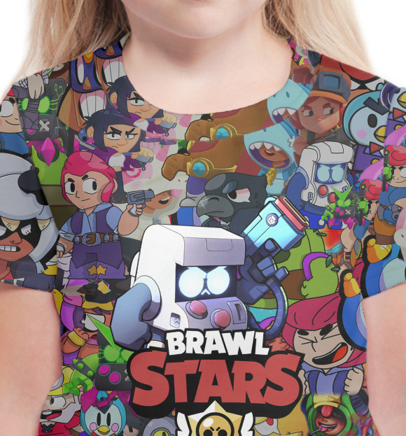Футболка для девочек с изображением Brawl Stars:8 bit цвета Белый