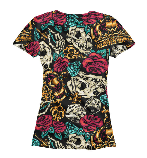 Женская футболка с изображением Skull&Rose цвета Белый