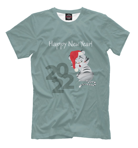 Мужская футболка с изображением Год Тигра цвета Белый