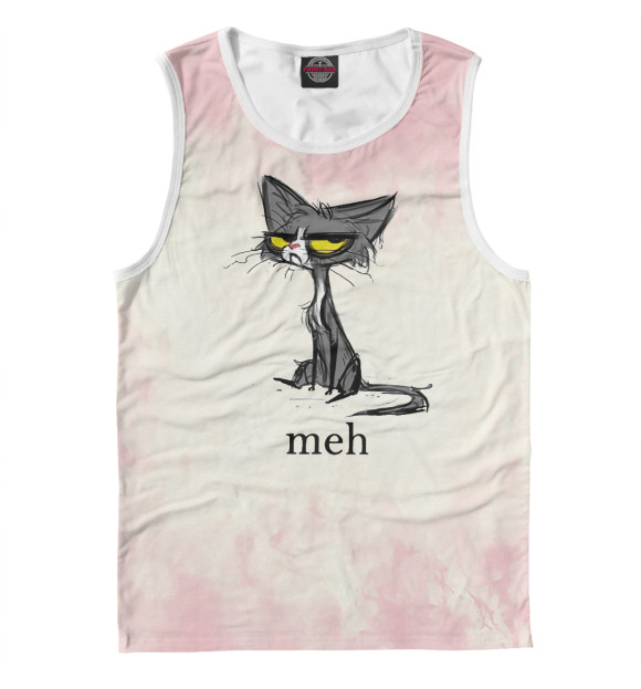 Майка для мальчика с изображением Funny Meh Cat цвета Белый