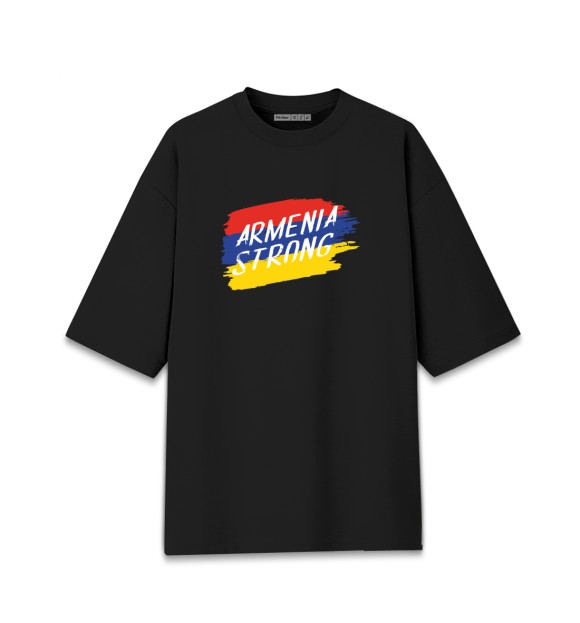 Мужская футболка оверсайз с изображением Сильная Армения цвета Черный