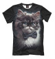 Мужская футболка Милый пушистый котенок в очках