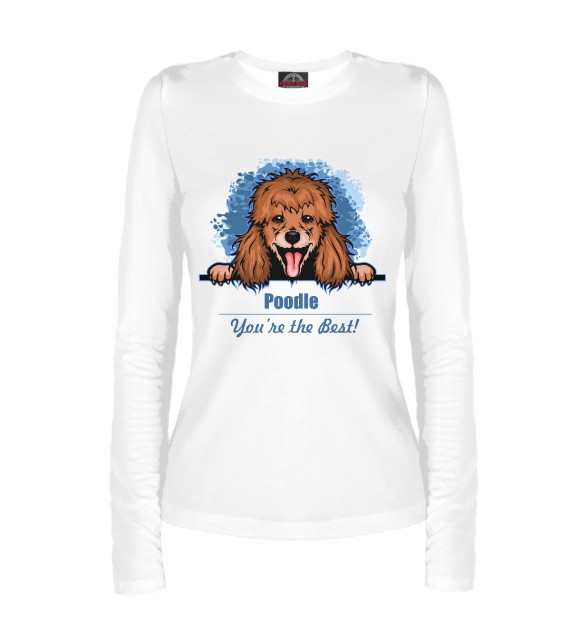 Женский лонгслив с изображением Пудель (Poodle) цвета Белый